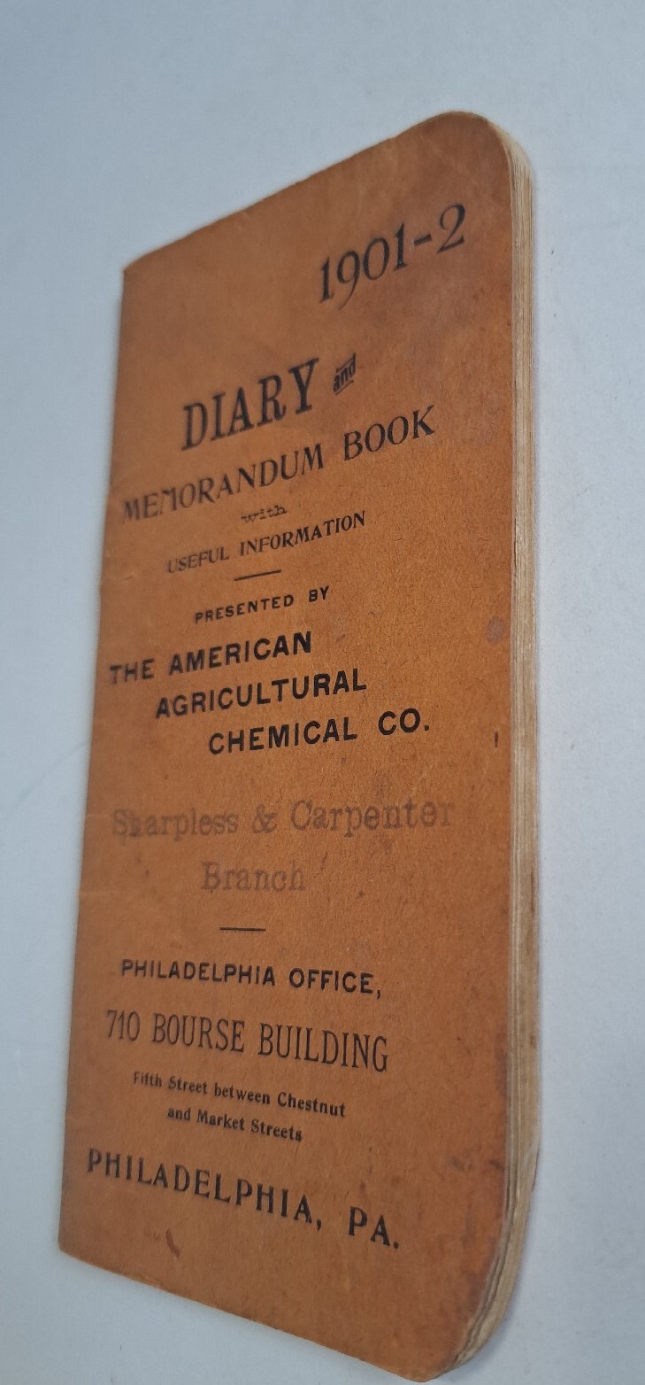 1901-2 Diary Memorandum Book American Agricultural Chemical Co PA Office