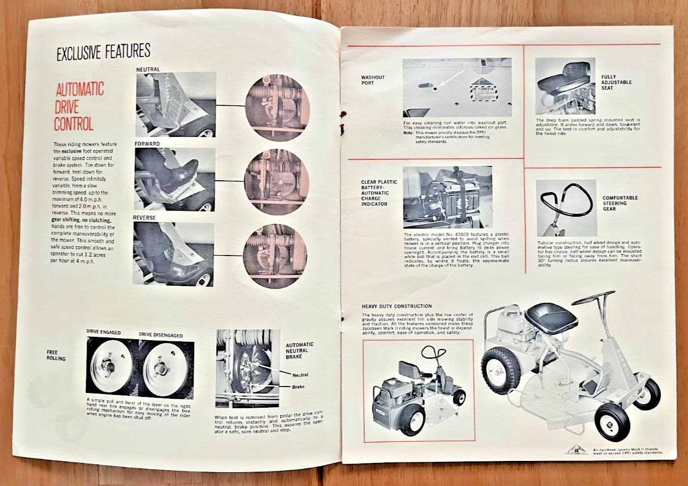 Jacobsen Javelin Mark II Mower 1970 brochure Jacobsen Man&rsquo;f Co Racine Wisc