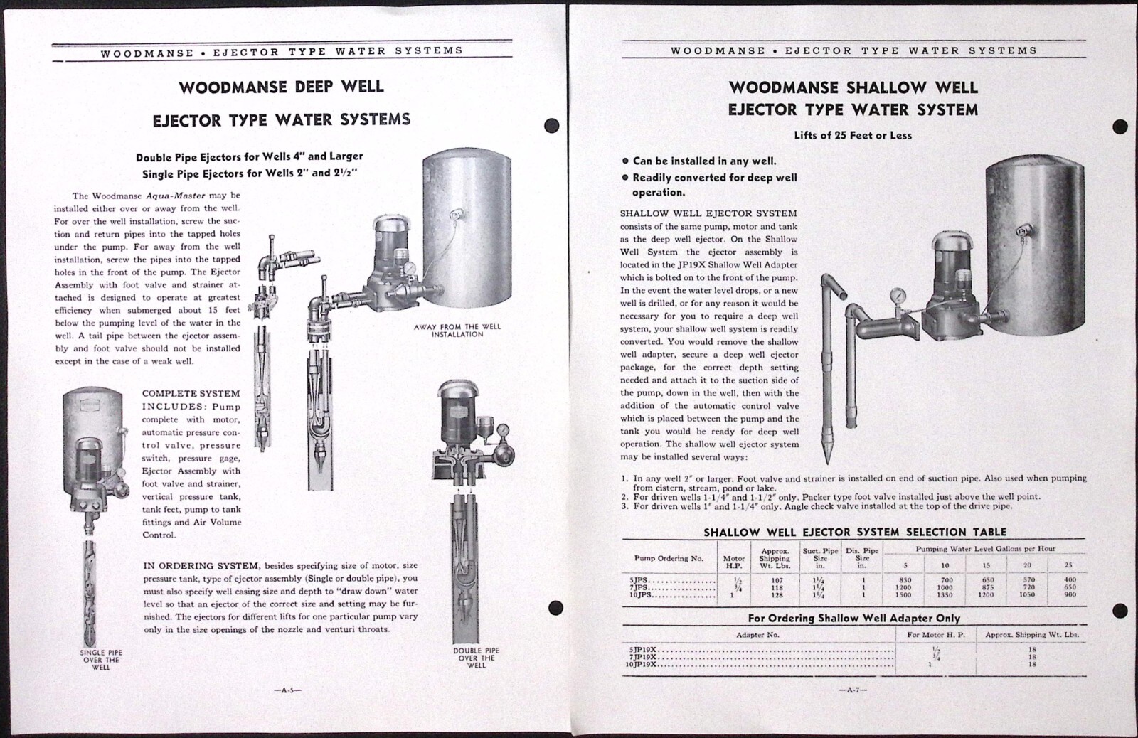 1953 Woodmanse Shallow and Deep Well Ejector Water Systems Brochure