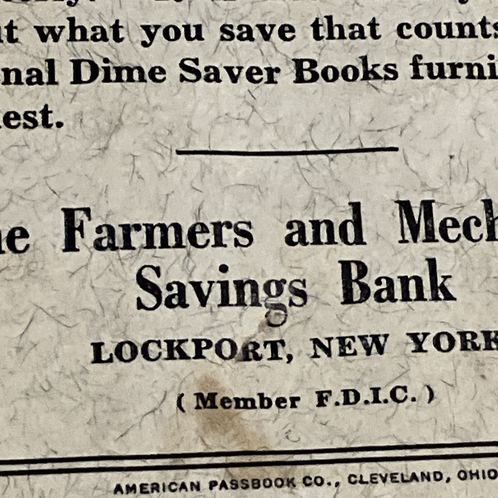 Rare Advertising VTG DIME Saver Book The Farmers And Mechanics Saving Bank