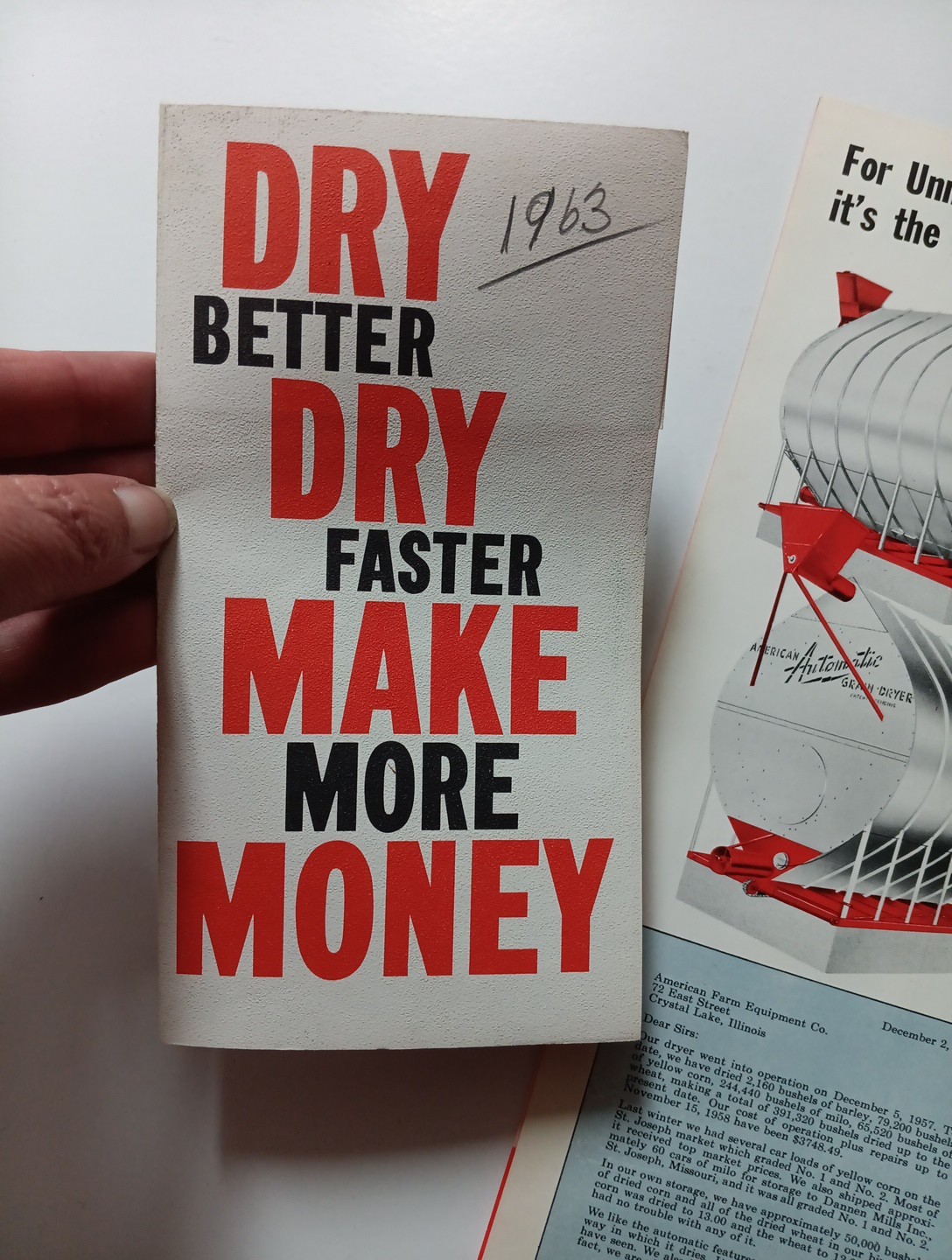 3 American Farm Equipment Co Sales Advertising Flyer Brochures 2412AE, 2420AE