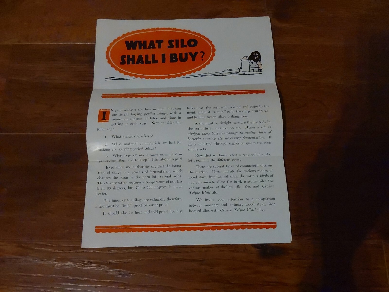 Craine Silo 1920s Advertising Brochure Lot Farm Building