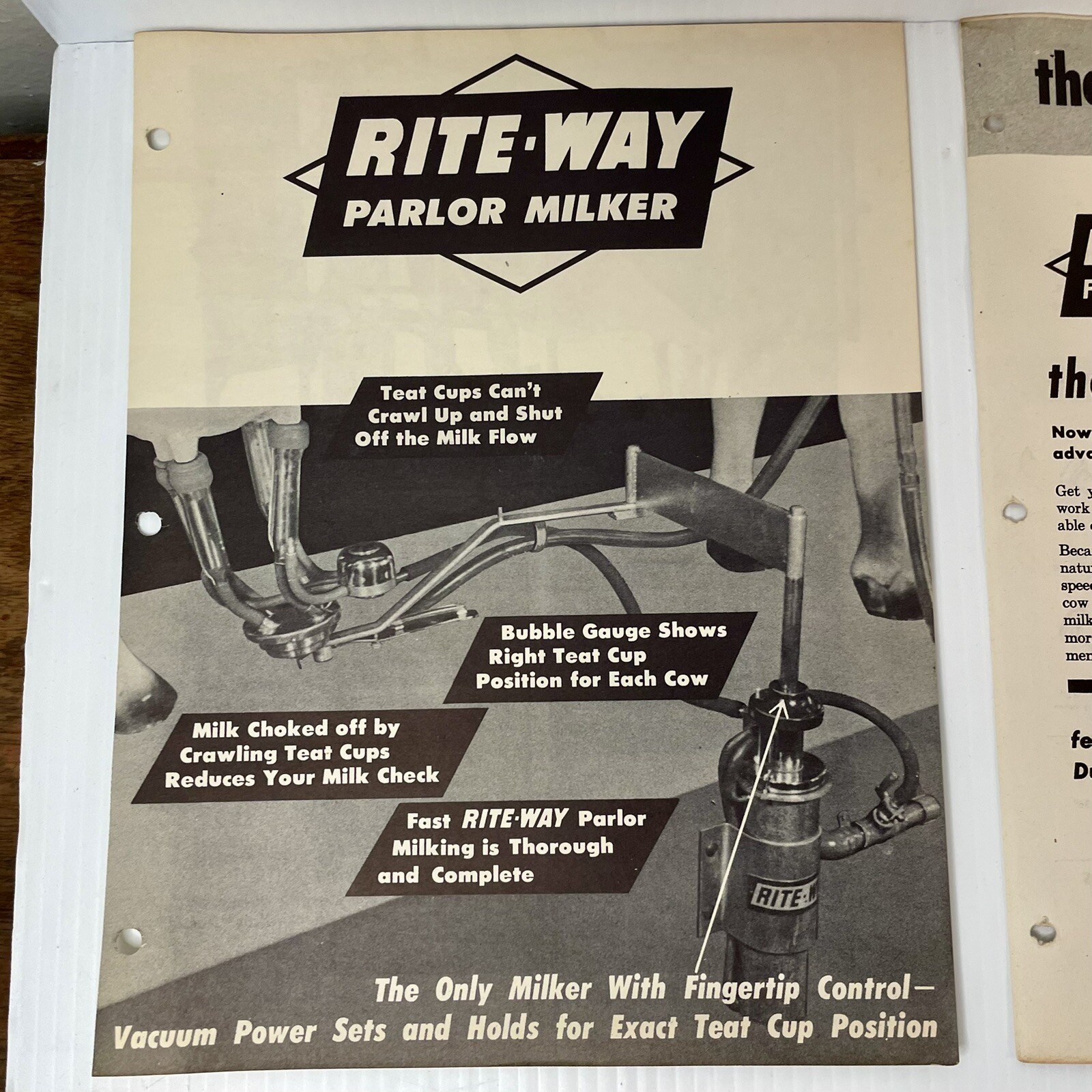 Rite-Way Dairy Farm Equipment Salesman Ads Memos Pamphlets 1950s lot 27 pieces