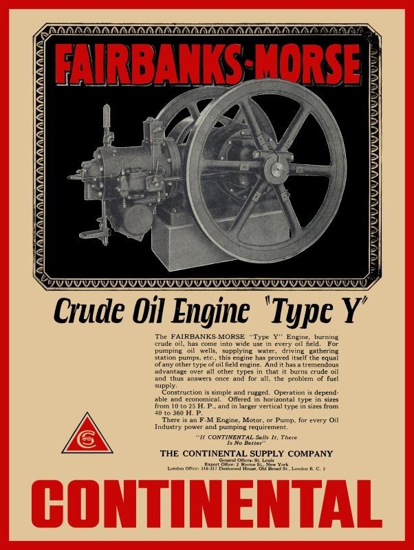 1927 Fairbanks Morse Type Y Crude Oil Engine NEW Sign: 24×30&Prime; USA STEEL XL Size