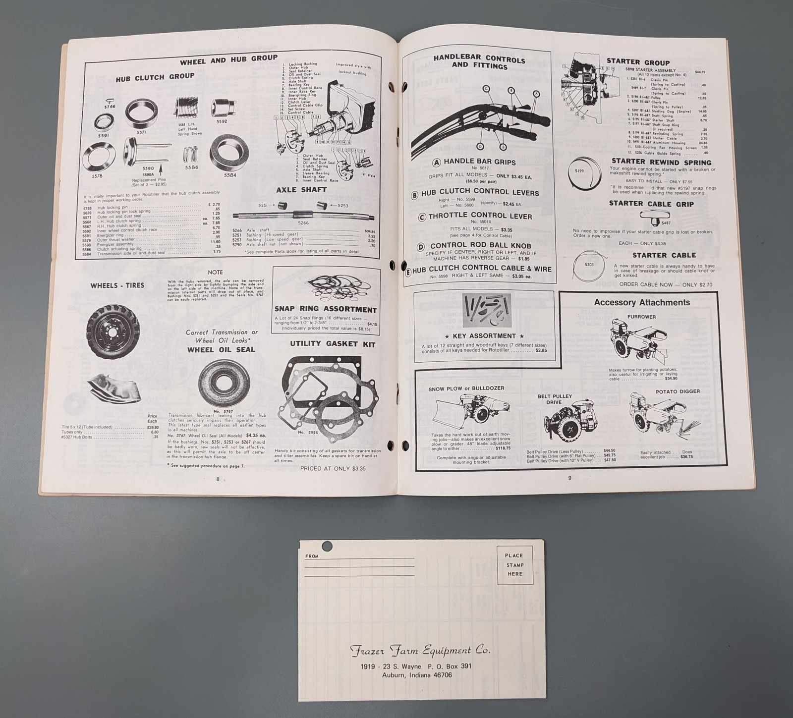 VTG Frazer Farm Equipment 1984 Rototiller Factory Parts + Price Catalog