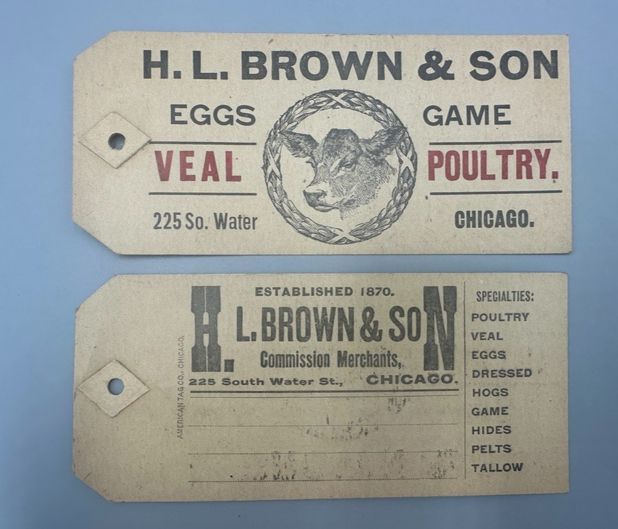 c 1910 LIVESTOCK Commission EGG Veal GAME Poultry Shipping Tags Farm Advertising