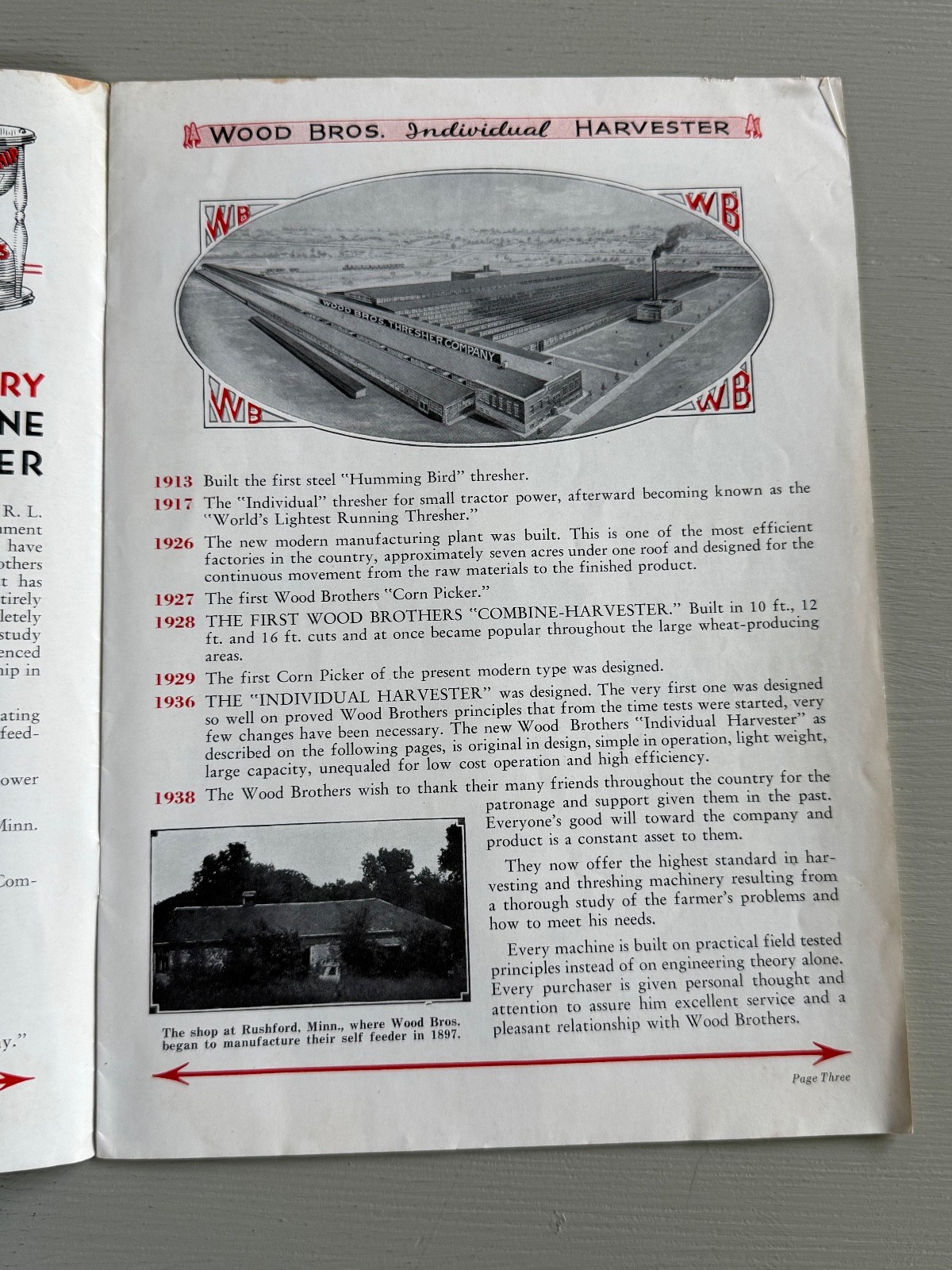 Vintage Brochure Wood Brothers Thresher Wheat Harvest Des Moines IA Farm 1938