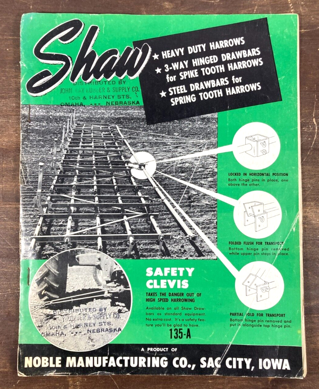 Noble Shaw Spike & Spring Tooth Harrows 1955 Dealer Catalog Sales Brochure Iowa