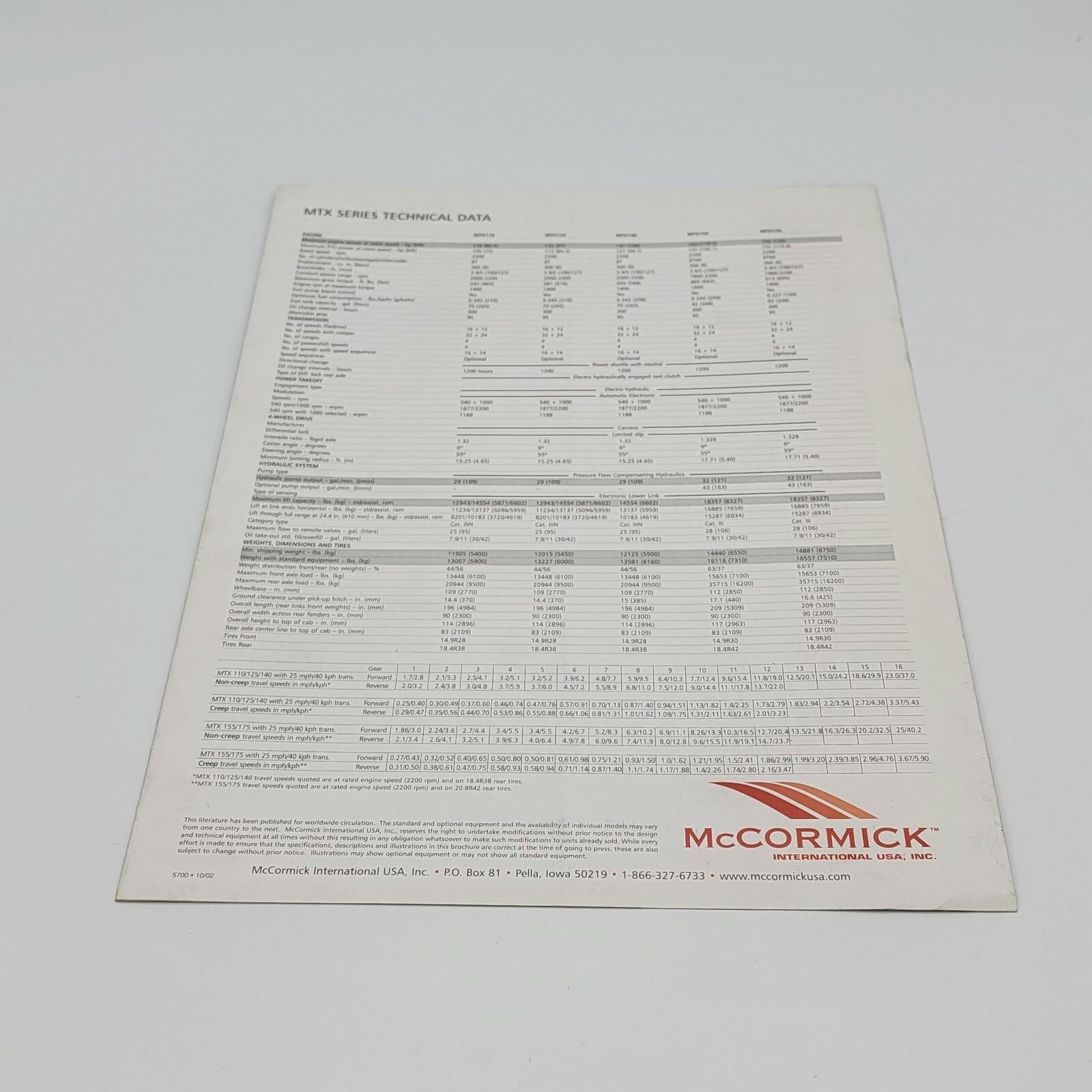 McCormick MTX Series 118-176 HP Tractor Color Brochure