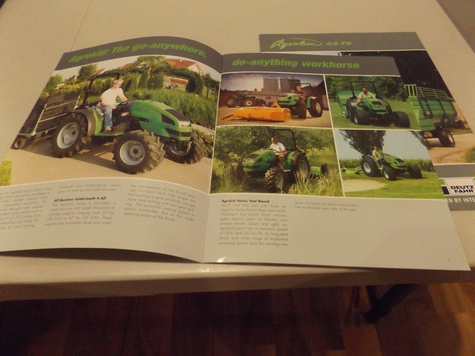 2-pc. DEUTZ FAHR AGCOKID 30 40 50, AGCOLUX 60 70, LIT #AGROKIDBR02 (01-05)