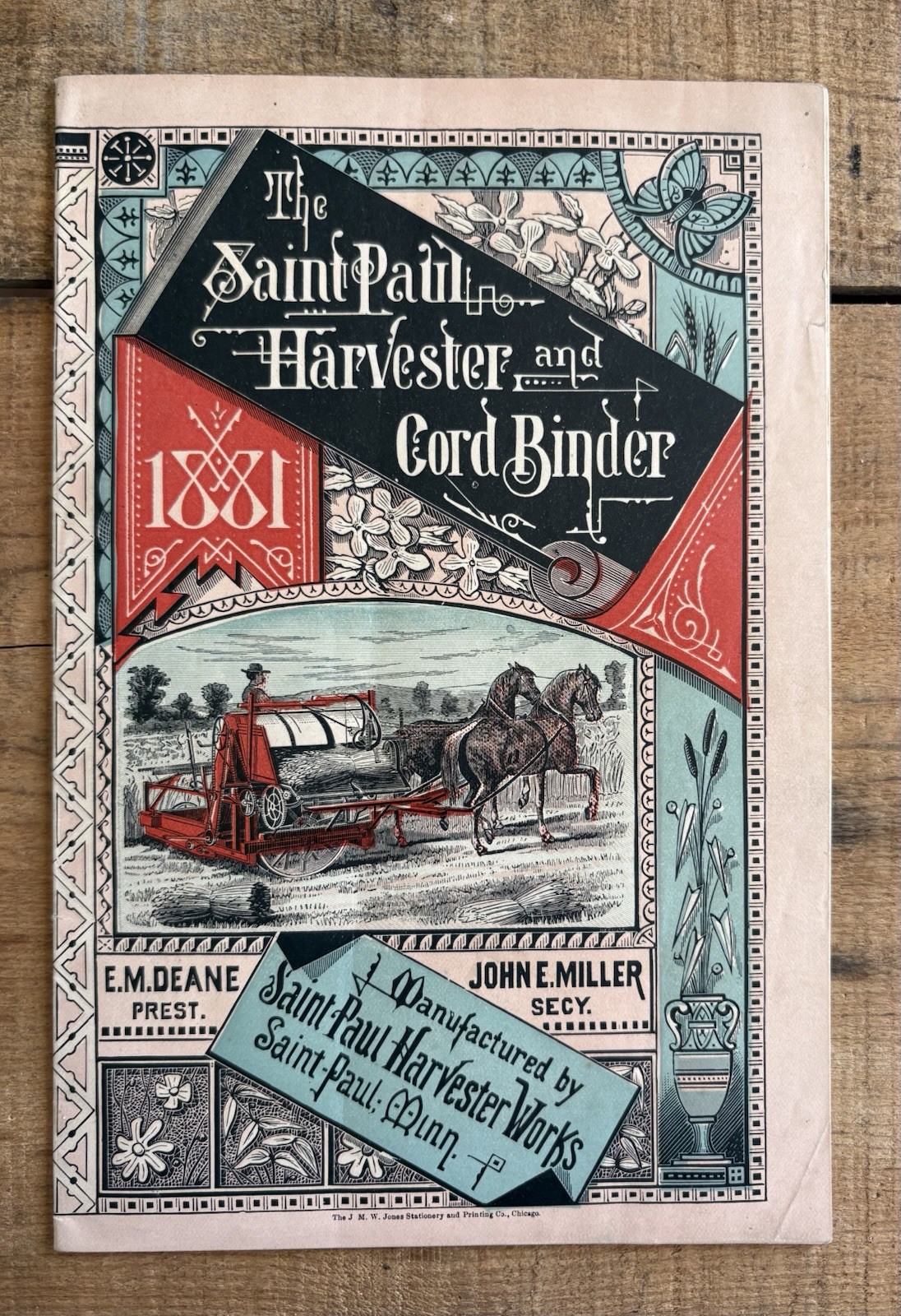 Amazing Seldom Seen Antique 1881 The Saint Paul Harvester Farm Machine Brochure