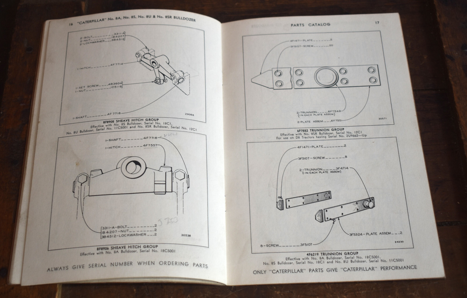 1950s Caterpillar No 8A 8S 8U 8SR Bulldozer Parts Master Catalog