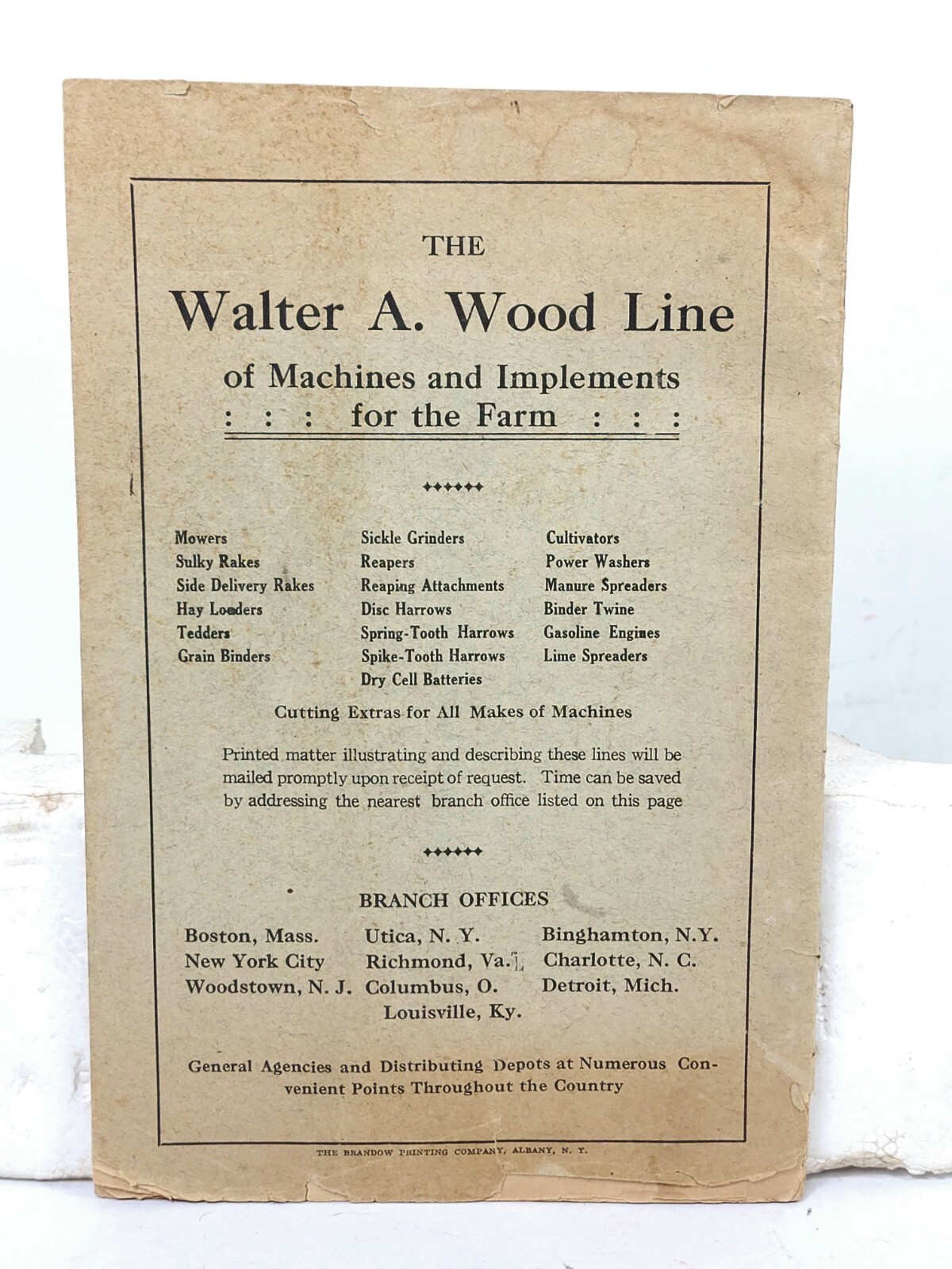 Vintage Walter A. Wood Mowers & Reaping Attachments Parts & Price List Catalog