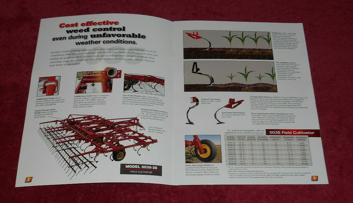 2003 Sunflower Seedbed Preparation Tools Series 5000 6000 7200 Brochure Specs