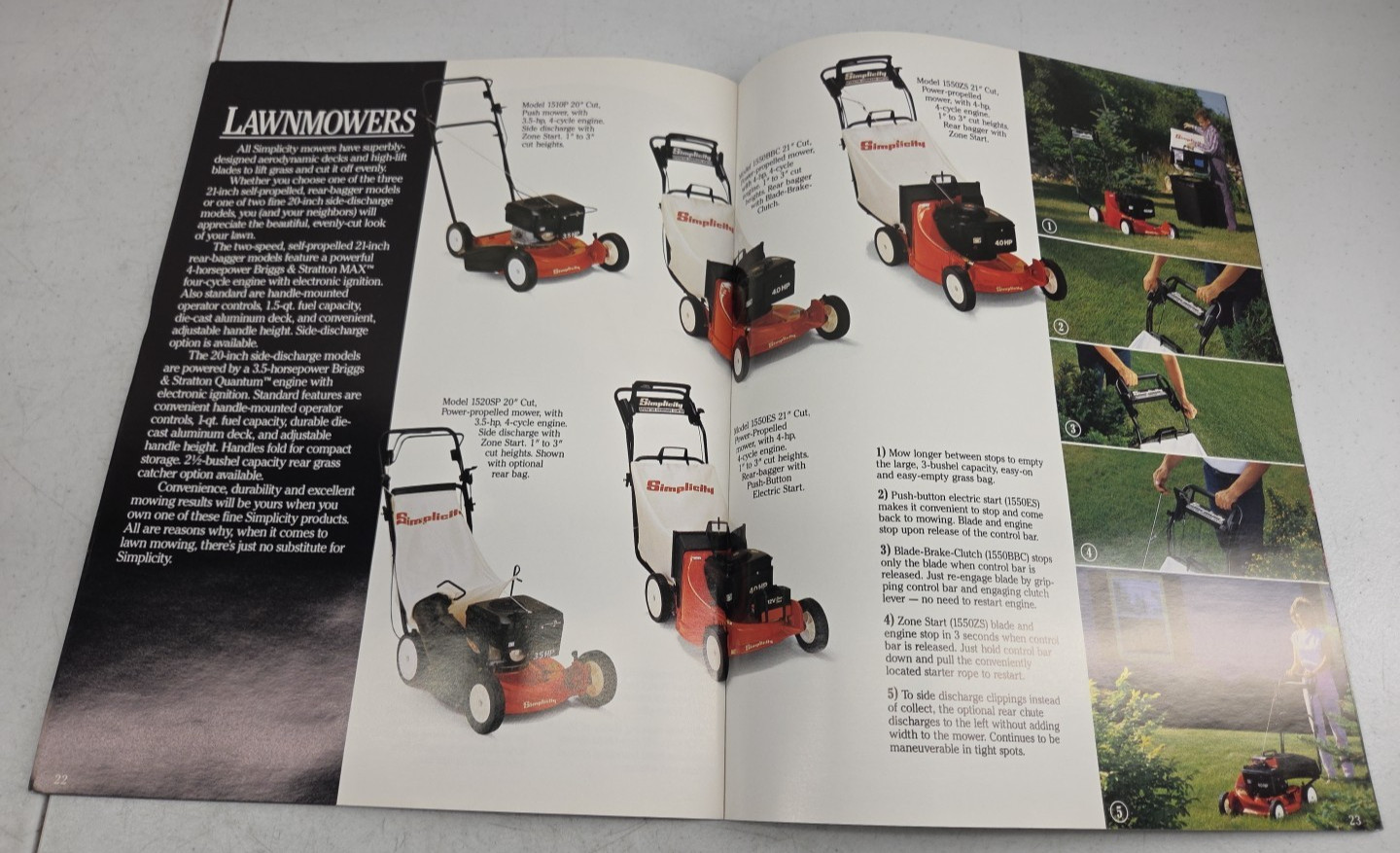 Vintage 1989 Simplicity Sales Brochure Lawn Mowers to Garden Tractors Specs
