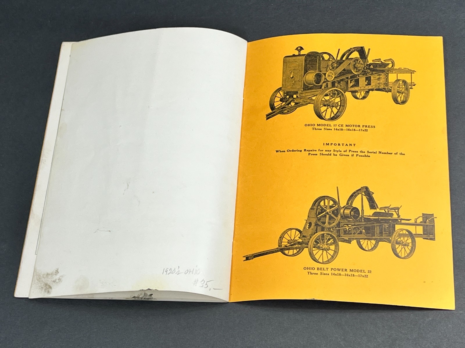 1920s Ohio Cultivator Automatic Hay Presses Parts Price List Repairs Bellevue OH