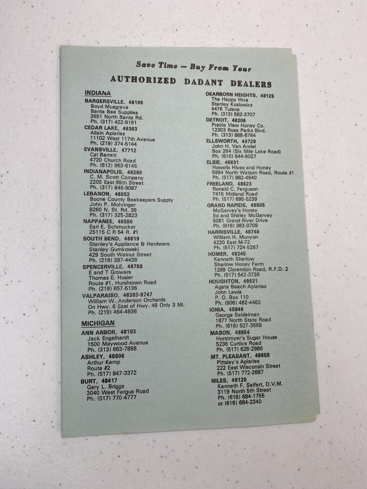 Dadant Beekeepers 1983 Catalog Envelope Order Form