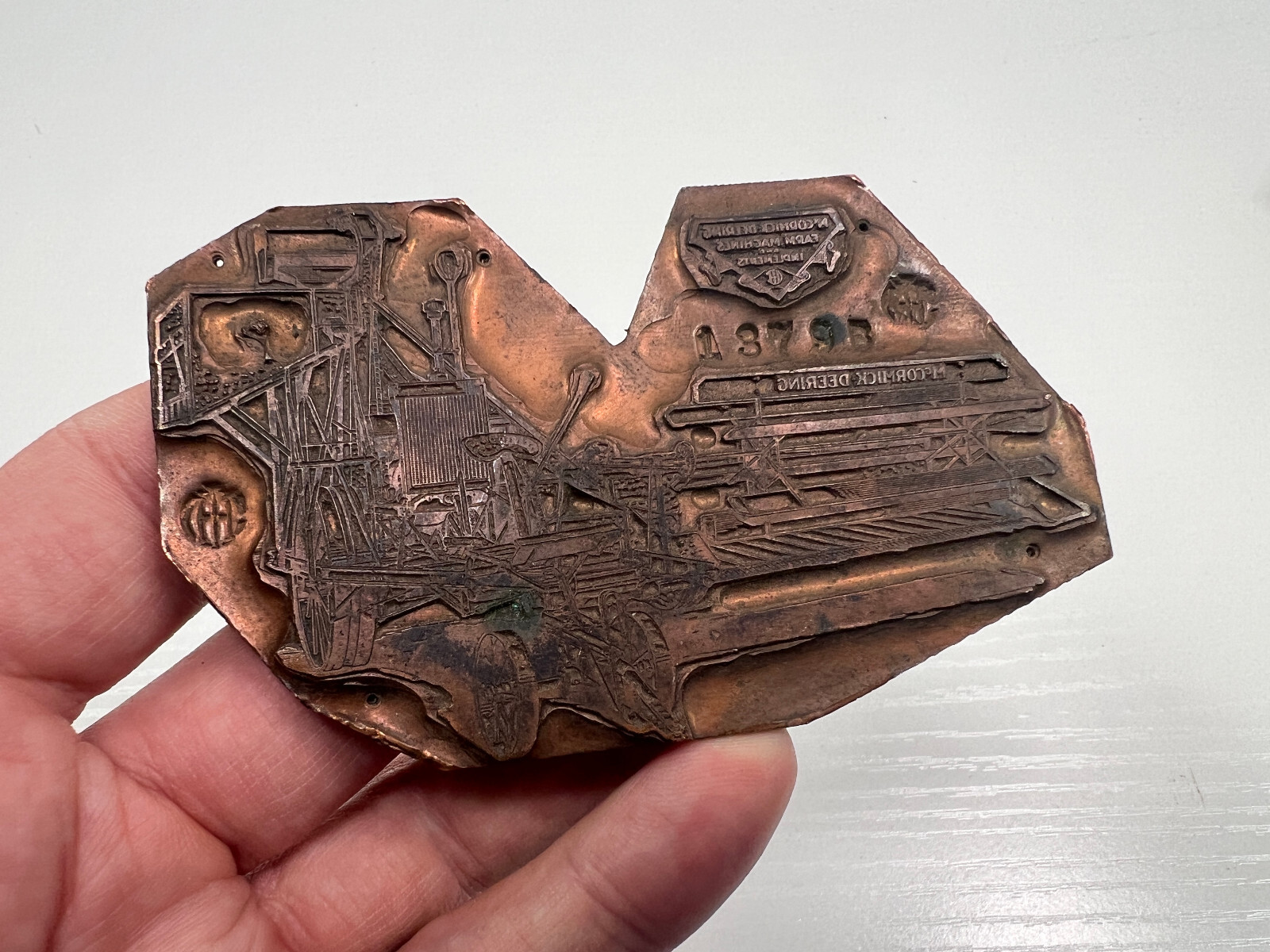 RARE McCormick Deering Copper Printing Plate combine farming thresher