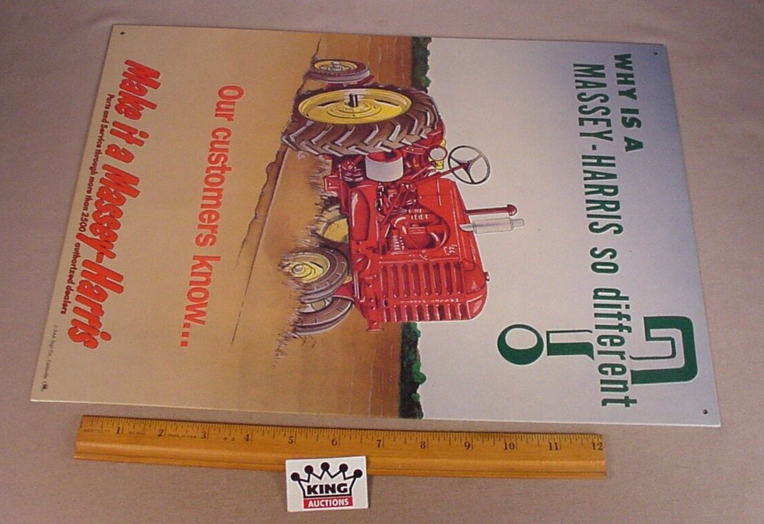 Massey Harris Farm Tractors tin sign metal advertising 16 x 14 Made in USA