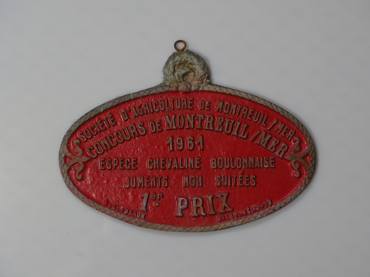 Vintage French Agricultural Horse Trophy Plaque, France c. 1961