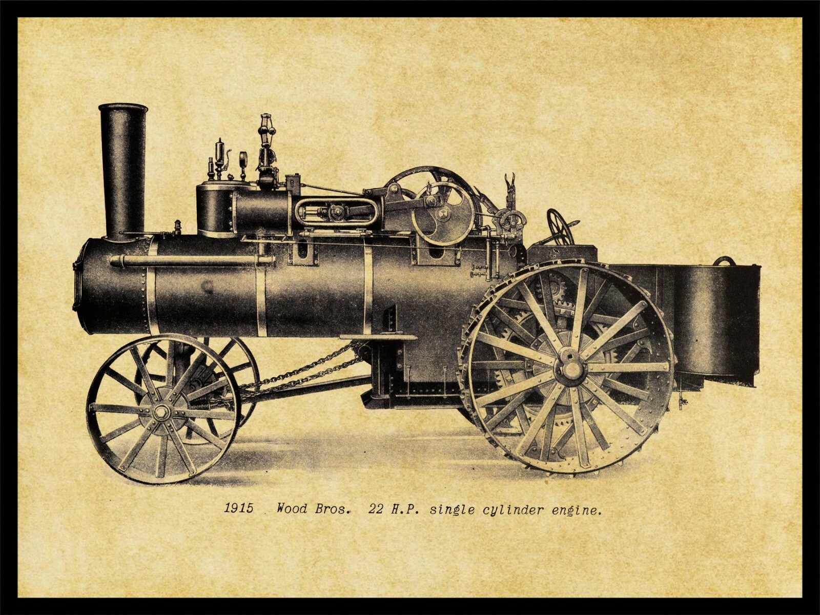1915 Wood Brothers 22 HP Traction Engine NEW Metal Sign: Des Moines, Iowa
