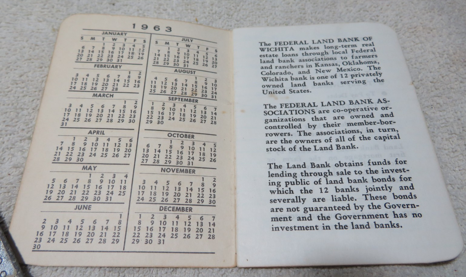 1963 – 1964 Federal Land Bank Association Calendar Booklet Horned Herford Cows