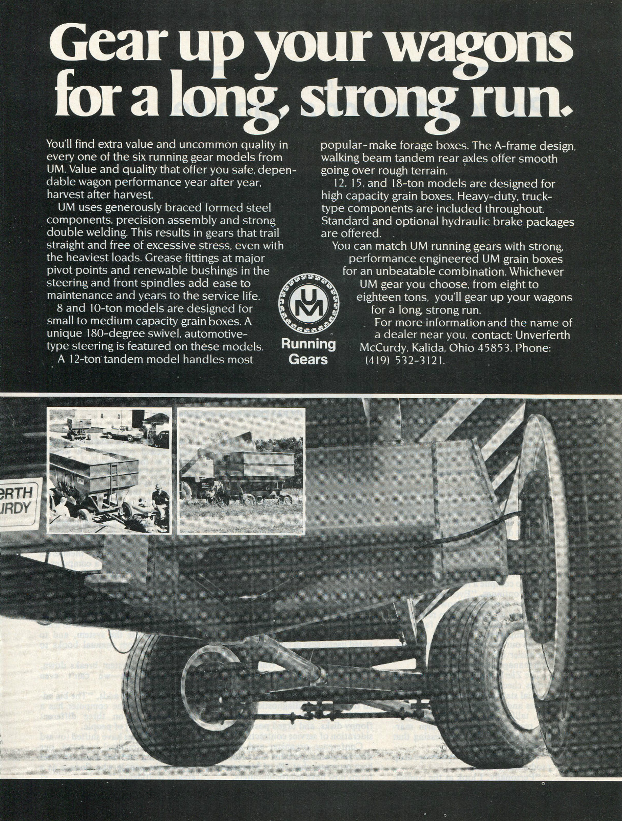 1983 Print Ad of UM Farm Wagon Running Gears Kalida Ohio
