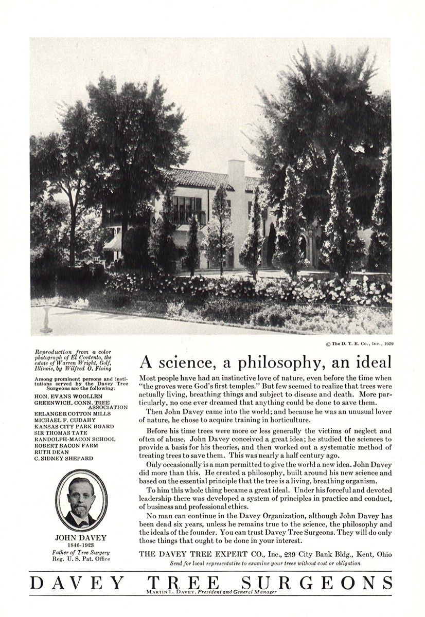 1929 Davey Tree Surgeons: Science Philosophy Ideal Vintage Print Ad