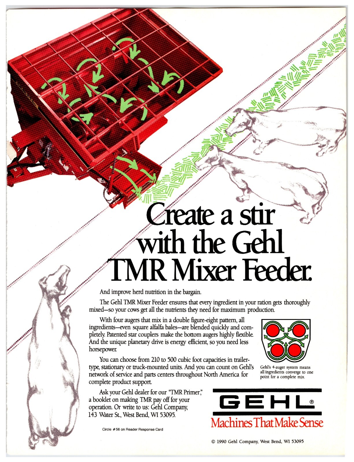 1990 GEHL TMR Mixer Feeder Original Print Ad (11 x 8.5) – Advertisement