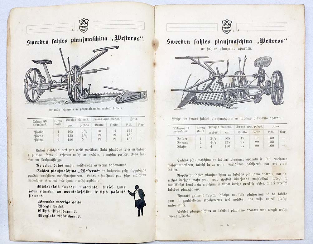 1911 Imperial RUSSIA РУССКО-ШВЕДСКОЕ Торг-Пром. Тов-во WESTEROS Advert CATALOG