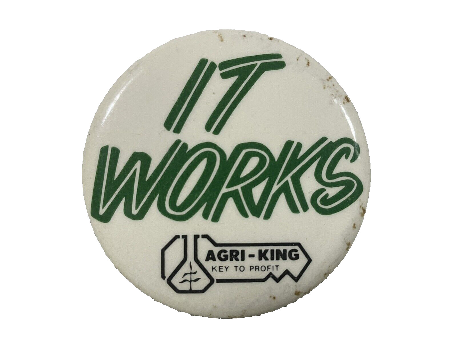 Agri-King Key to Profit Pinback Button Vintage Agriculture Farm Adv It Works