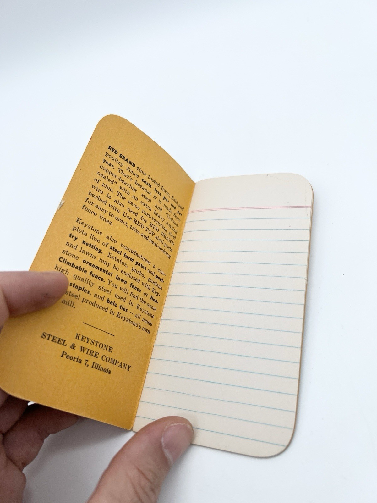 Vintage 40s Red Brand Fence Advertising Pocket Notebook USA Farm Promo