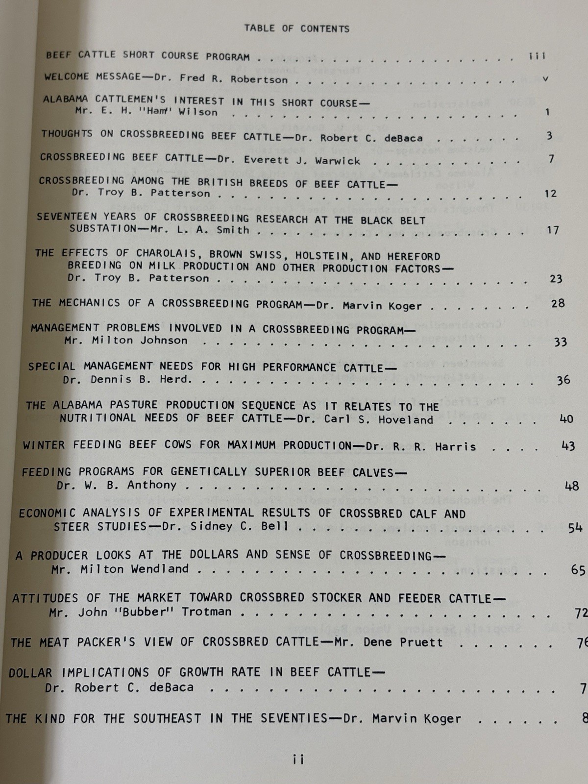 Vintage Cow Cattle Course Book on ROLE OF CROSSBREEDING – 1971 Alabama Cattlemen