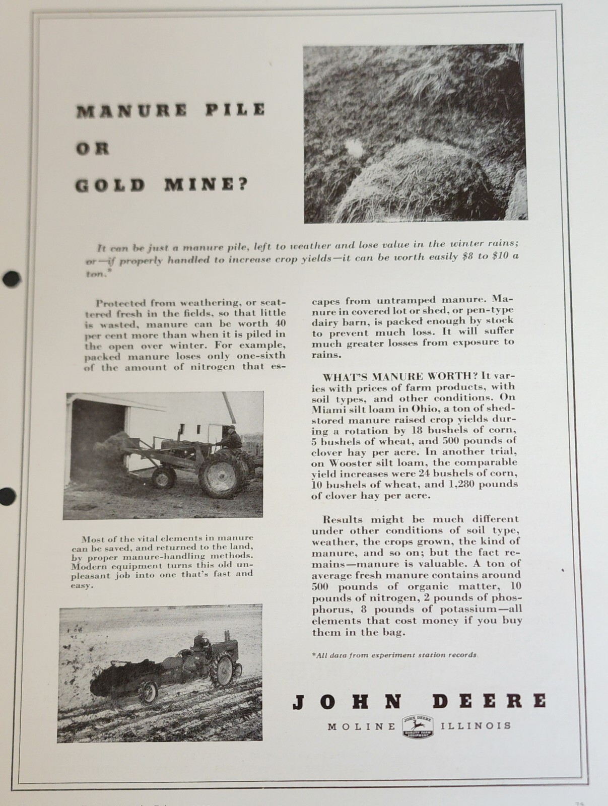 John Deere Tractor Picture Magazine Ad Farm Advertisement 1953 Wall Art Decor