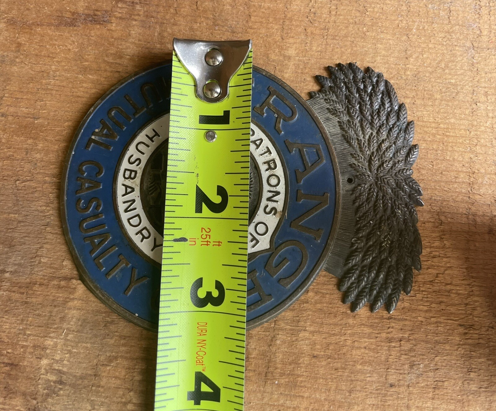 Antique GRANGE Husbandry Farm Agricultural Mutual Casualty Ins. Radiator Badge