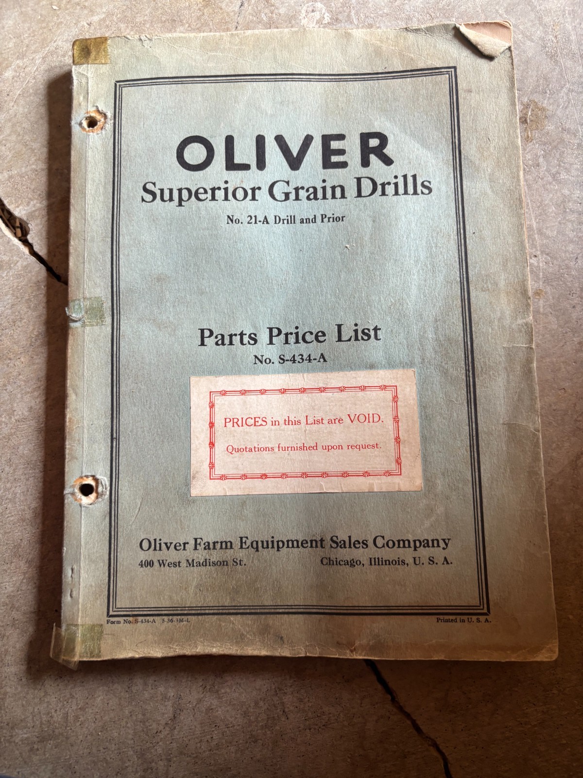 Oliver Tractor Superior Grain Drills Parts Book Manual AMIL26