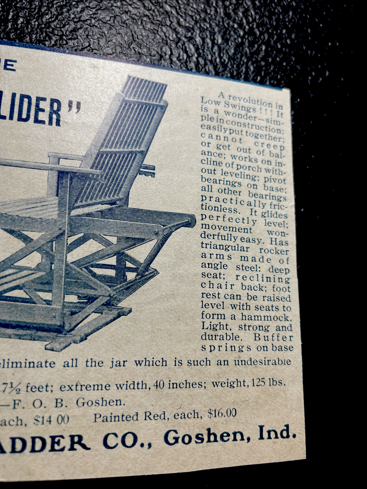 ORIGINAL 1907 E-Z Glider Goshen Churn & Ladder Co. Farm Advertising – Indiana