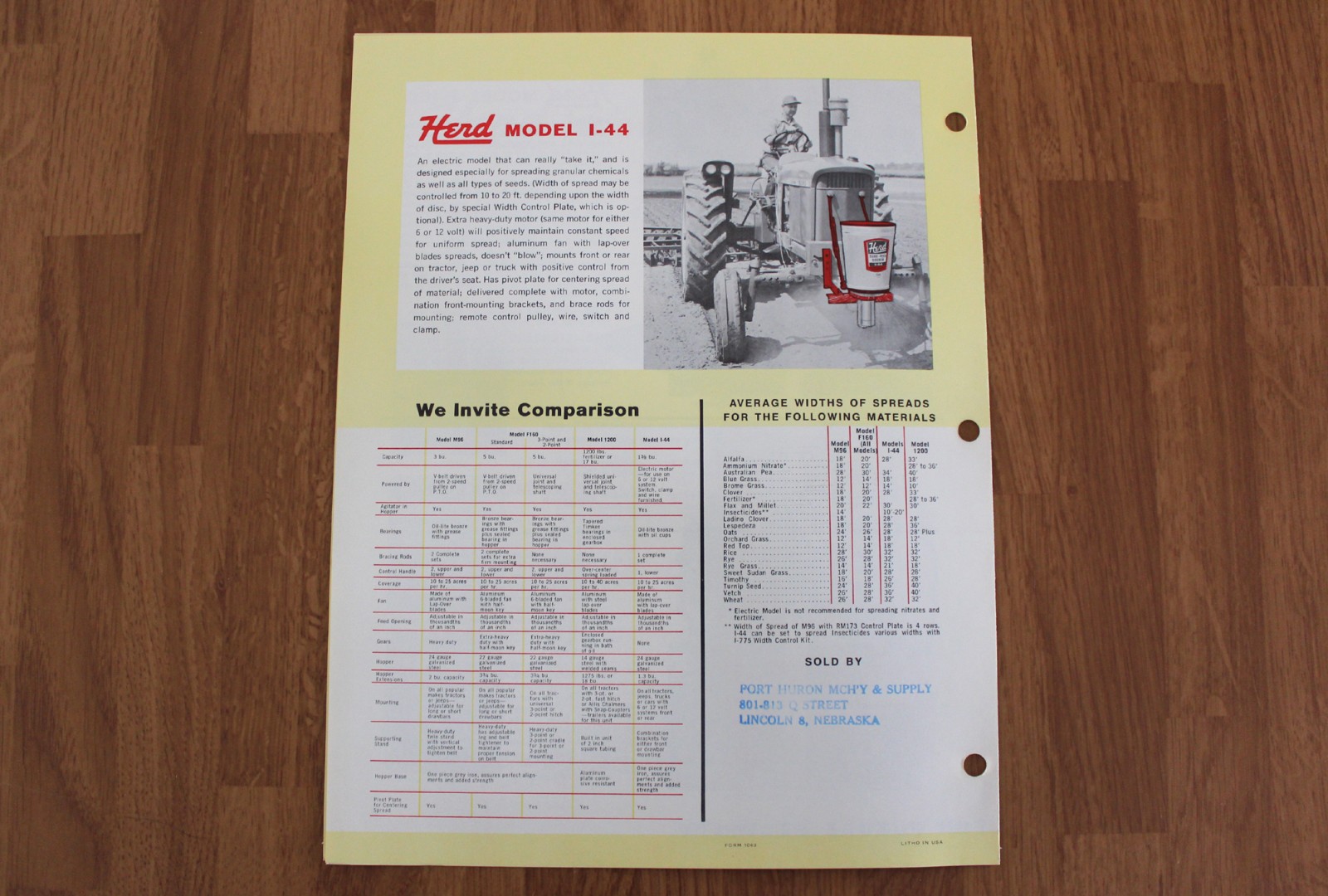 1963 Herd Seeder Planter Fertilizer Farm Tractor Equipment Brochure Catalog