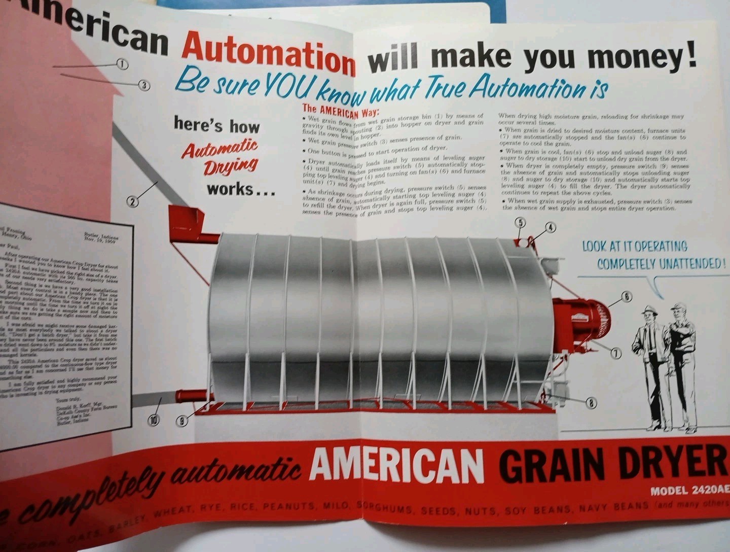3 American Farm Equipment Co Sales Advertising Flyer Brochures 2412AE, 2420AE
