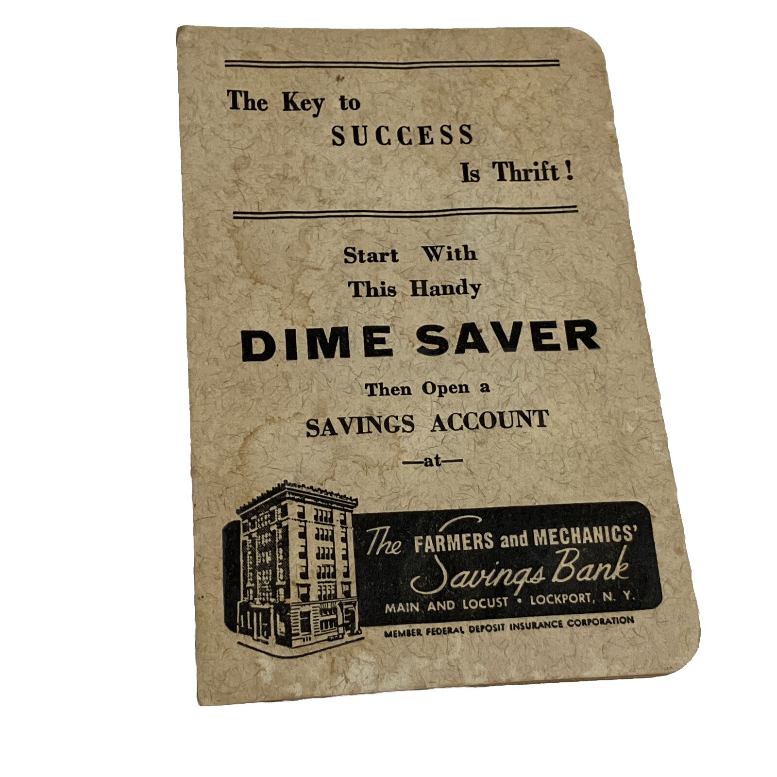 Rare Advertising VTG DIME Saver Book The Farmers And Mechanics Saving Bank