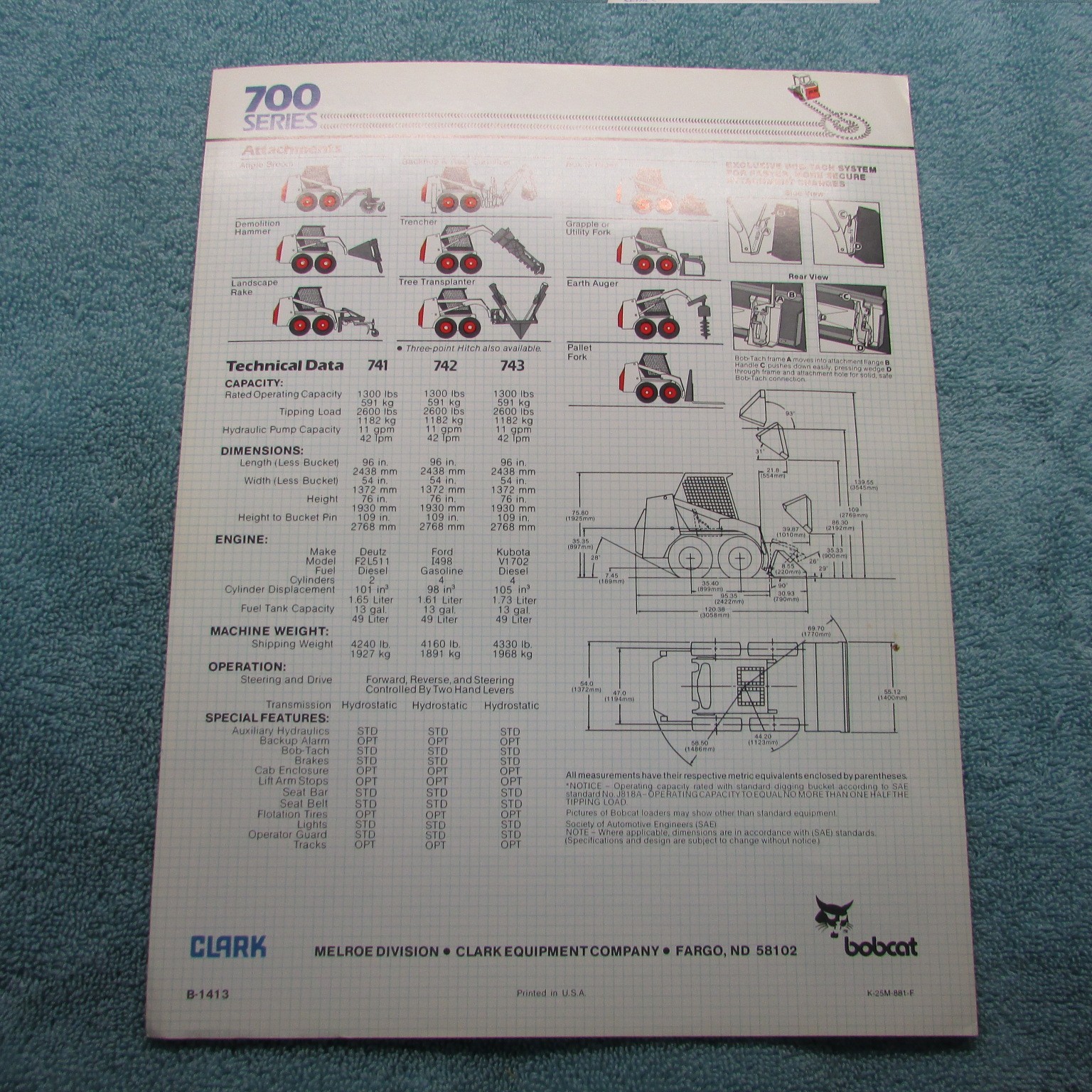 Bobcat Brochure: Series 700 Fold Out