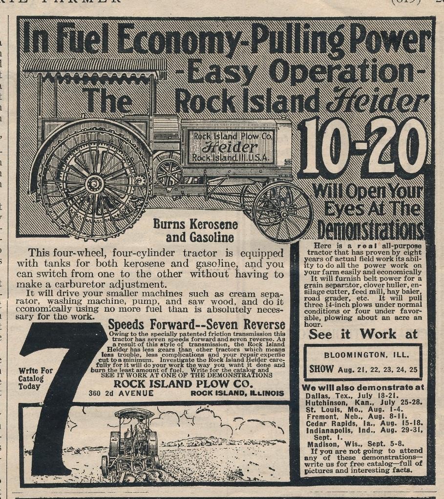 Magazine Ad – 1916 – Rock Island Plow Co., Rock Island, IL – Heider 10-20