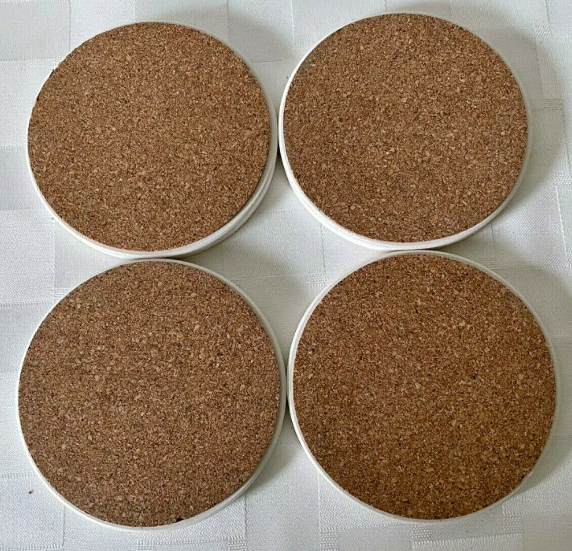 Frontline Plus Dog Flea Tick Promo Coasters Set of 4 Ceramic Cork Back 3.5” Vtg