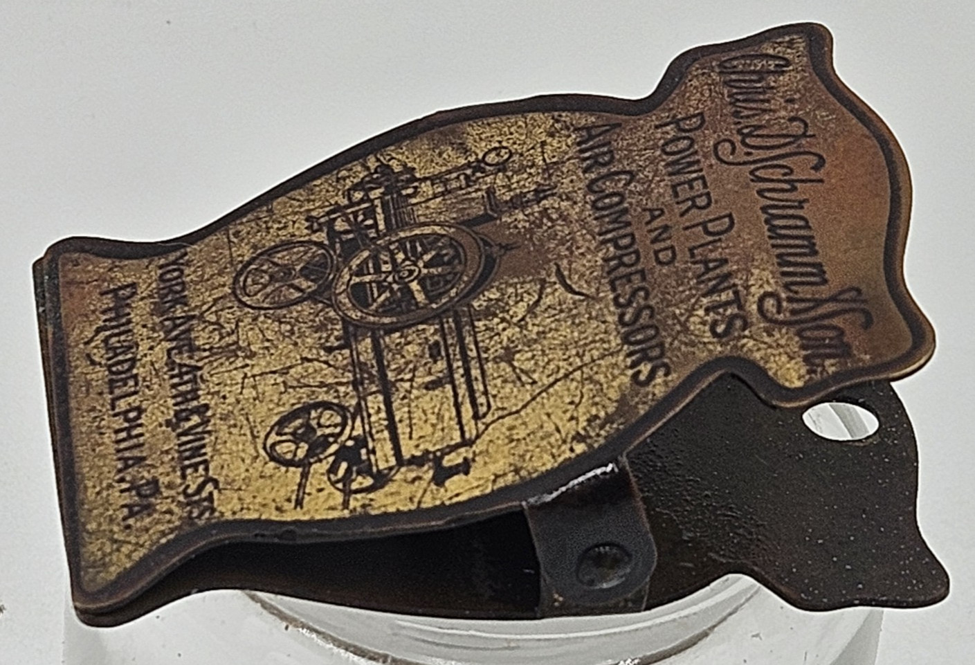 Rare Advertising Paper Clip, Schramm Power plants & Compressors Hit Miss Engines