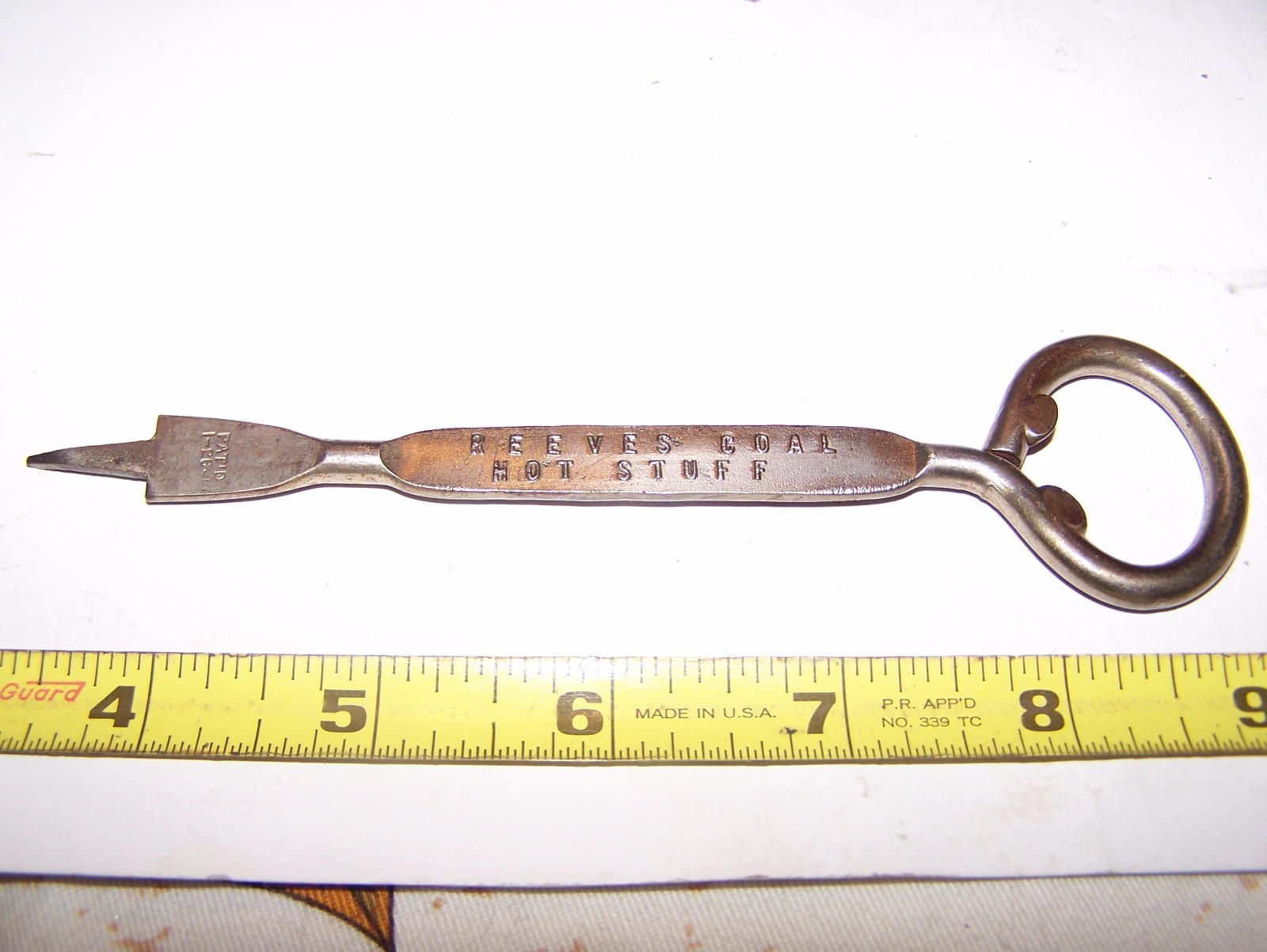 Old REEVES COAL Milk Bottle Opener Steam Tractor Hit Miss Gas Engine Oiler NICE!