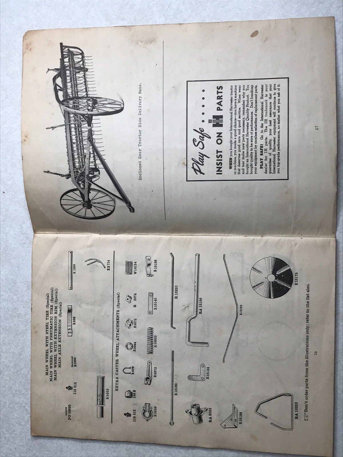 Farm Owners Manual 1949 IH McCormick Tractor Side Delivery Rake Enc Gear SBG194
