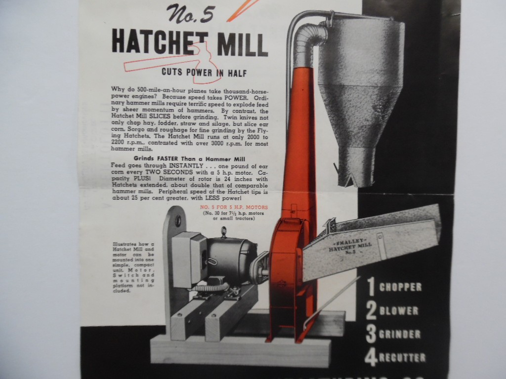 c.1940s Smalley Mfg Co Smalley No.5 Hatchet Mill Catalog Brochure Vintage