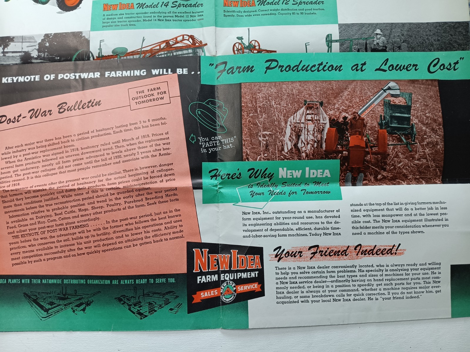 NEW IDEA Post War Dealer Sales Vintage Original Advertising Mailer Poster