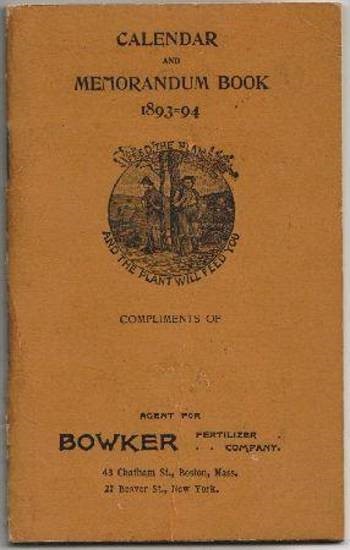 Original 1894 Bowker Company Illustrated Calendar & Memorandum Booklet