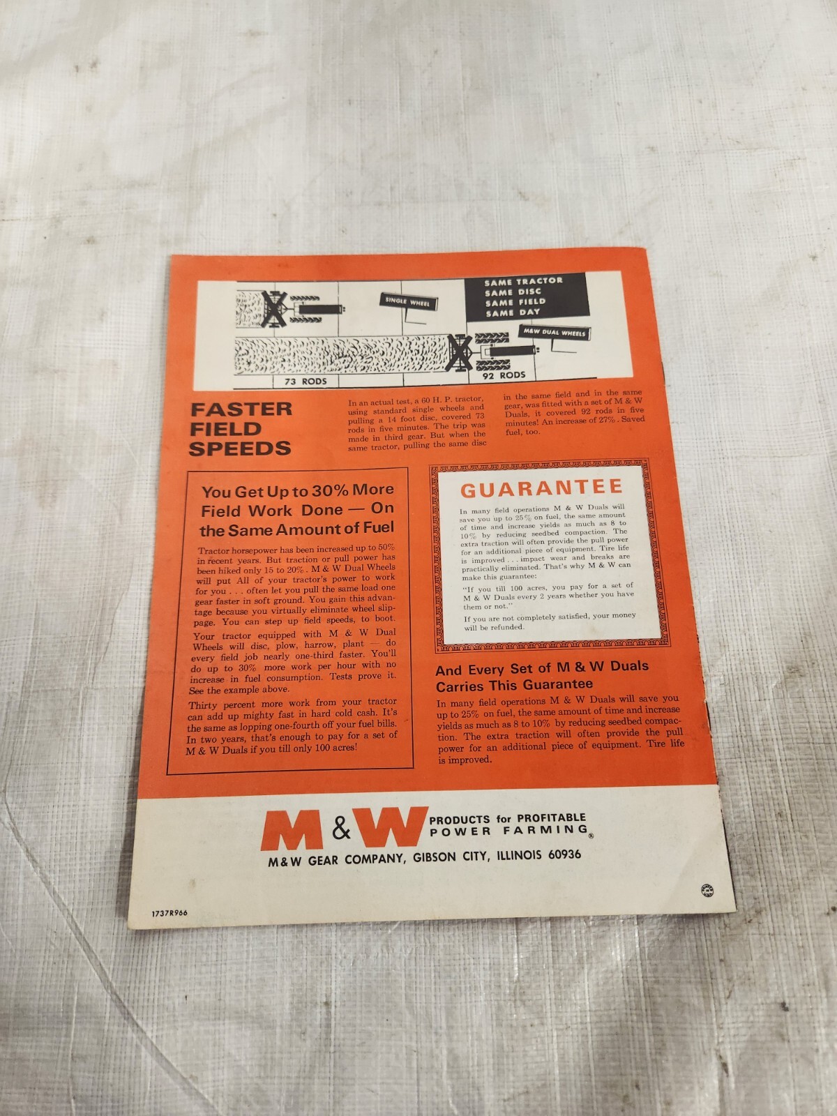 Original M&W Dual Wheels OL Tractor Brochure John Deere Case IH Oliver Massey